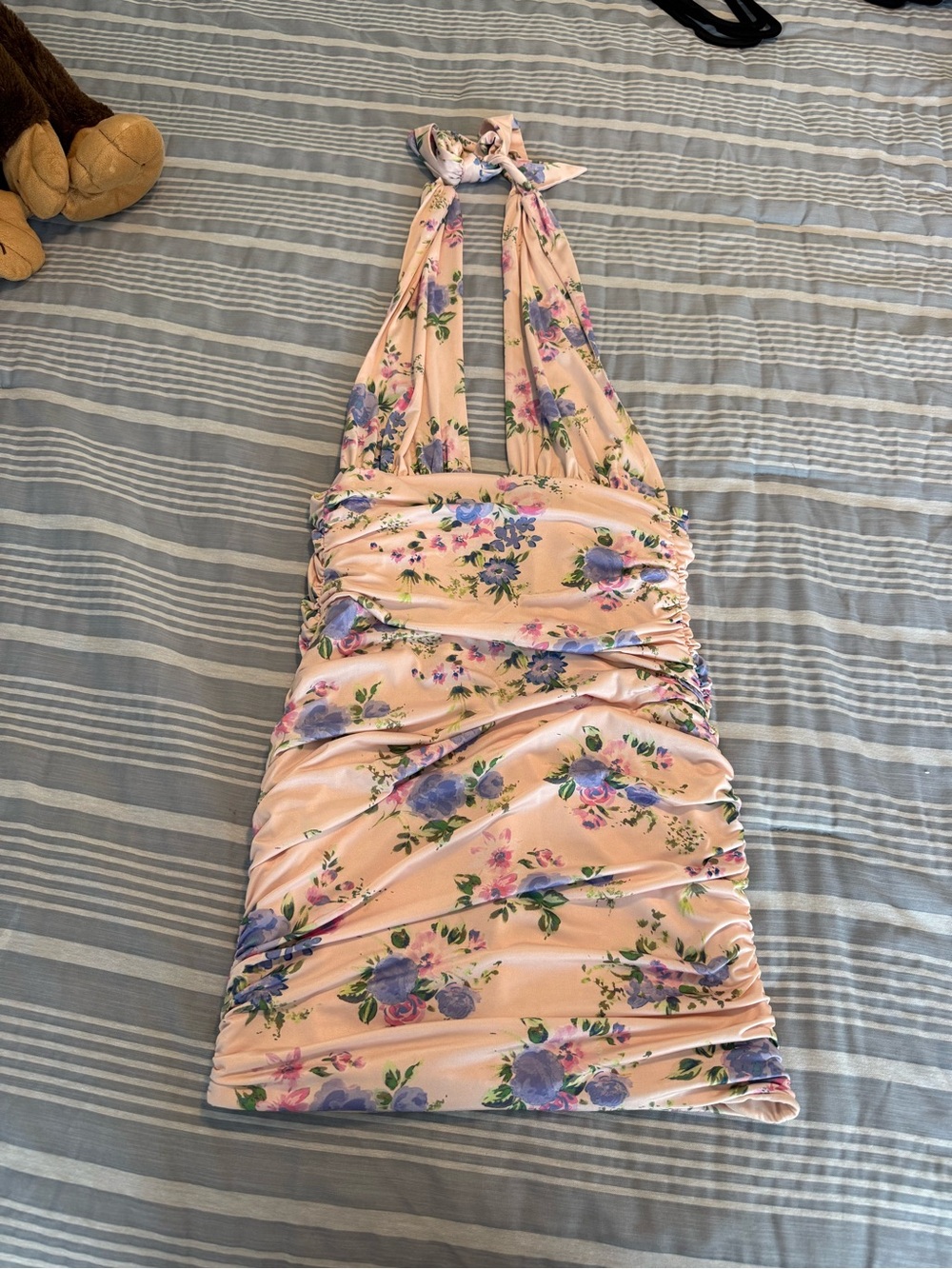 Zara Pink Floral Halter Mini Dress
